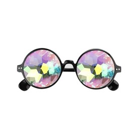 Kaleidoscope Rave Glasses, Festivals Party Goggle, Drunk Prism Refraction Glasses (White)