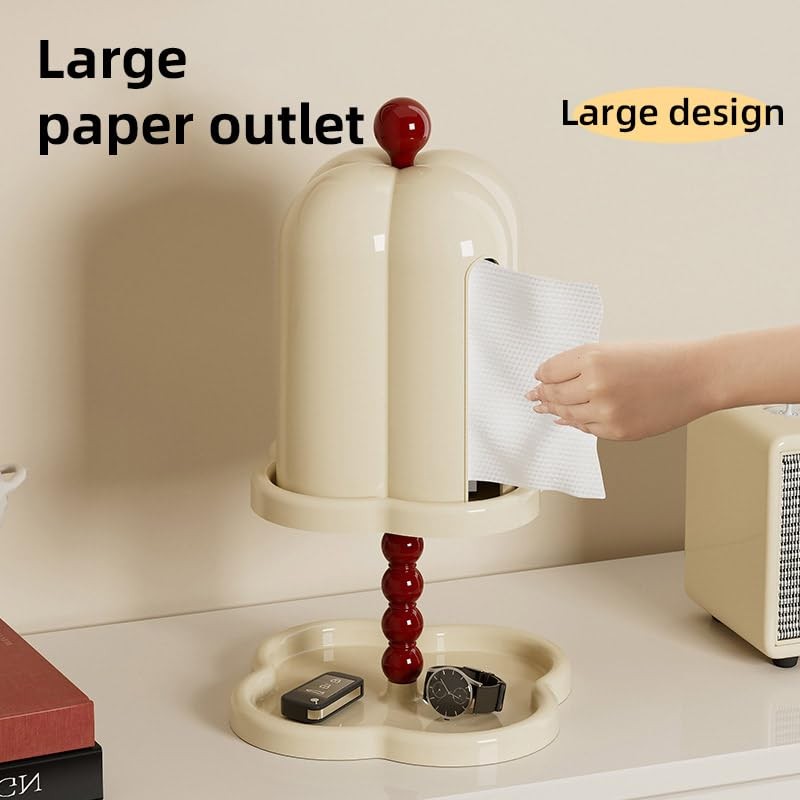 AIMALL 14.57-Inch Retro Tissue Box with Double-Layer Storage, Dustproof Paper