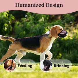 JOYPAWS Pink Dog Muzzle, Air Mesh Breathable Muzzle Wavy Stripe Adjustable Drinkable Loop Pattern Pets Muzzles for Extra Small Dogs, Stop Biting Barking and Chewing for Pomeranian Pink XS-1