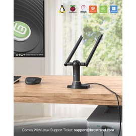 BrosTrend Linux WiFi Adapter for Ubuntu, Mint, Kali, Debian, Lubuntu, Xubuntu, Mate, Zorin, PureOS, Raspberry Pi 2+, Windows 11, 1200Mbps, 5GHz/2.4GHz, Long Range 2X5dBi Antennas, USB3.0