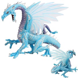 SZJFYMQ Dragon Figurine Blue Dragon Ornament Resin Small Miniature Figures with Dragons Collectible Gift Home Decor 12cm White and Blue