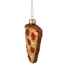 Northlight 3.25" Pepperoni Pizza Slice Glass Christmas Ornament