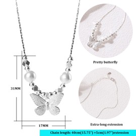 Women's Bow Necklace Cute Small Tiny Bowknot Pendant Necklace Gold Plated Choker Necklaces Trendy Jewelry Gift for Women (Silver SRZZ)