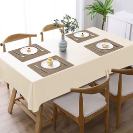 MIJOTEX 11.8" x 17.7" PVC Leather Heat Resistant Placemats Set of 4 – Waterproof Oilproof Wipeable Dining PU Place Mat Easy Clean Table Mats for Kitchen/Dining/Party/Restaurant (Khaki)