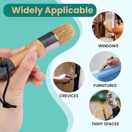 Mister Rui Chalk Wax Paint Brush, 3pcs, Chalk Paint Brushes for Furniture, Small Wax Brush for Acrylic Paint, Milk Paint, Natural Bristles Stencil Brushes, No Shedding