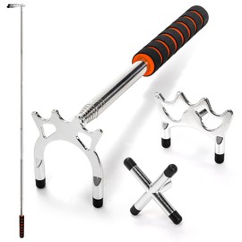 Pumtus Retractable Billiards Cue Bridge, Snooker Pool Cue Bridge Stick, Billiards Cue Rest with 3 Pieces Removable Brass Bridge Head, Billiards Table Accessories for Pool Table, Game, Competition