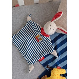 Sigikid Comforter Dog (White with Dark Blue Stripes)
