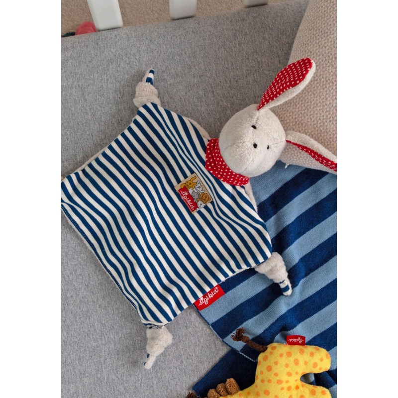 Sigikid Comforter Dog (White with Dark Blue Stripes)
