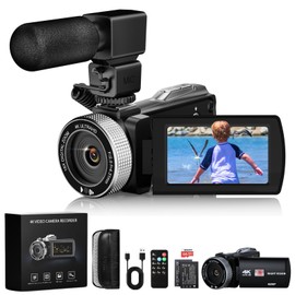 4K Night Vision Video Camera with 64MP Photo, 3.0" Touchscreen Camcorder, 18X Zoom with IR Remote, Webcam Mode, External Mic, 64GB SD Card Included, For Vlogging, YouTube, Weddings, and Travel