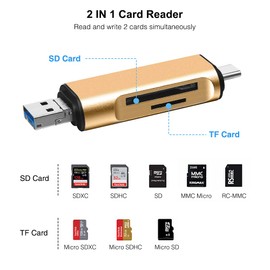 Memory Card Reader, USB, Type-C, Micro 3-in-1, MicroSD/USB Multi-Card Reader, Ultra High Speed Data Transfer, Supports Both LEIZHANUSB/Micro SD Cards, Multifunctional, Type-C, Micro USB Connection,