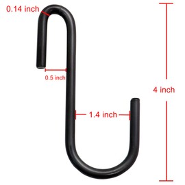 YourGift 20 Pack Heavy Duty S Hooks 4 inch S Shaped Hooks Hanging Hangers Hooks for Kitchen, Bathroom, Bedroom and Office: Utensil, Pan, Pot, Coat, Bag, Plants (20 pcs, 4 inch, Black)