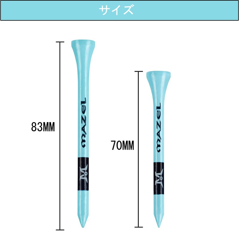 MAZEL Golf Tees Wood Tees Long Tees 70mm/83mm (Pack of