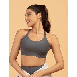 COMFELIE Wireless Seamless Bra Lightweight High Impact Sports Bra for Yoga Gym Fitness No Underwire Bust Support and Daily Comfort Graphite Grey