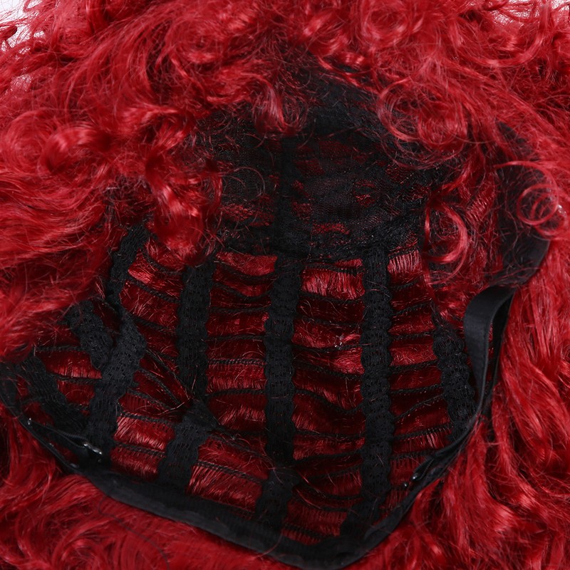 Curly Wavy Wigs Women Female Synthetic Hair Burgundy Wigs for