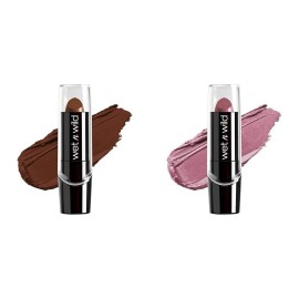 wet n wild 2 Value Pack wet n wild Silk Finish Lipstick Hydrating Rich Buildable Lip Colors - Mink Brown and Secret Muse