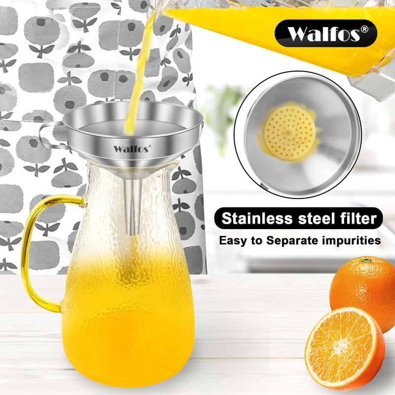 Walfos Extra Large Stainless Steel Funnel with Venting Slot, Kitchen