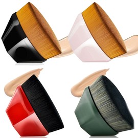 Paquete De 4 Brochas De Maquillaje para Base, Brocha Plana Kabuki Flawless Momma para Mezclar Líquido, Crema O Polvo Impecable con Estuche Protector  