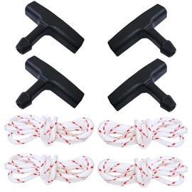 Young Wolf 4 Sets Starter Handle Rope Kits (4.5mm Diameter, 1 Meter Pull Cords & Black Recoil Starter Grip) Compatible with TS400 TS410 TS420