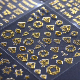 CHANGAR 30 Sheets Gold Nail Art Stickers 3D Self-Adhesive Gold Nail Decals Star Snowflake Geometry Line Nail Supplies Multi Theme Pattern Nail Designs for Women Girls Nail Art Decorations