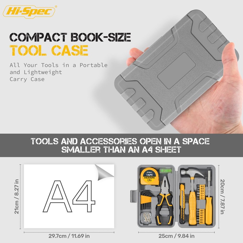 Hi-Spec Small Tool Box for Home and Office DIY, 25-Piece