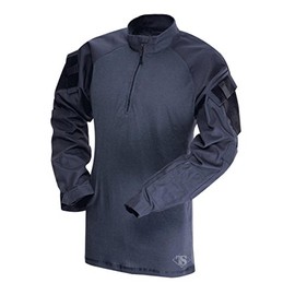 Tru-Spec T.R.U. 1/4 Zip Combat Shirt, Men's Tactical Long Sleeves - 65/35 Polyester Cotton Rip-Stop Fabric, Navy - X-Large Long
