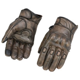 Milwaukee Leather MG7514 Men's Brown Leather with Gel Palm Motorcycle Gloves W/Protective Knuckle - X-Large