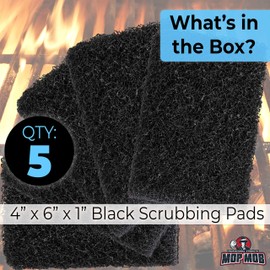 Restaurant-Grade Griddle Cleaning Pads 5 Pack. Use on Metal Grills, Cast Iron Cooktops & Stainless Steel Flat Tops. Quickly Cleans & Scours Baked-On Grease & Carbon. Heavy Duty, 4x6 Grit Scouring Pads