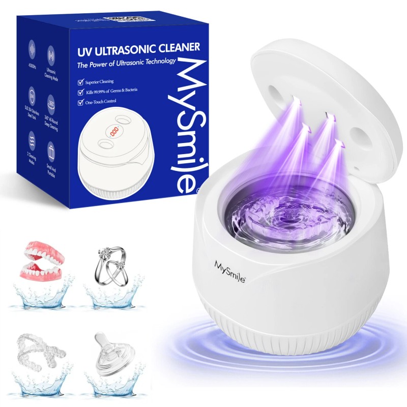 MySmile UV Ultrasonic Retainer Cleaner Machine Denture Teeth Guard Pod
