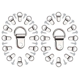 D-rings Photo frame hanging hook, YMWALK 100 Pcs Stainless Steel Wall Bracket Hanger with Screws and Box for Hanging Clock, Paintings, Artwork, Picture Frame Hook, Photos, Mirrors
