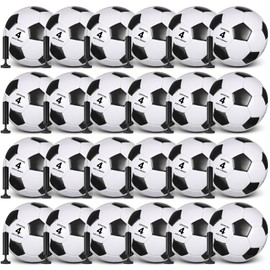 Sotiff 24 Pcs Size 5/4/3 Soccer Ball Bulk with 24 Pump Deflated Soccer Balls Bulk for Kids Teen School Team Training Practice Outdoor Game, Sports Gifts for Charity Donation(Black White,Size 4)