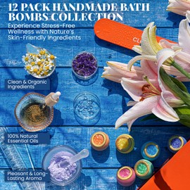Crystal Bath Bombs for Women, 12 Pack Natural Organic Shower Bombs with Nourishing Bath Salts, Stress Relief Bubble Spa, Mother's Day Birthday Self Care Gifts for Women Mom Wife Daughter