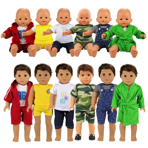 BARWA Boy Doll Clothes 6 Sets Boy Doll Clothes Daily Casual Clothes Outfits Compatible for 14 to 16 Inch Baby Doll and 18 Inch Boy Dolls