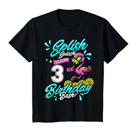 Splish Splash 3rd Birthday Flamingo Pool Party 3 Years Old T-Shirt
