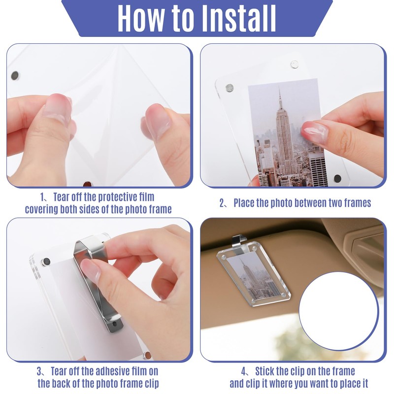 3 Packs Magnetic Car Picture Holder, 3.54x2.36 Inch Acrylic Cars