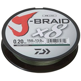 Daiwa J-Braid 8 Braid 0.22mm, 17,0kg/27,5lbs, 150m dark green