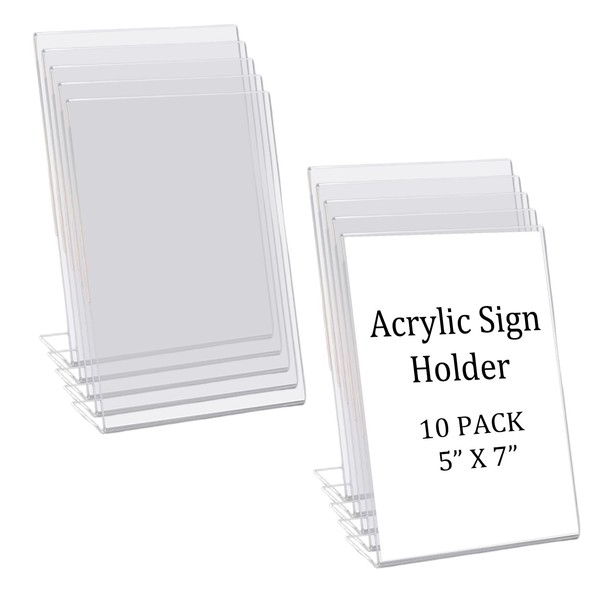 5×7in Sign Holder 10pcs, Acrylic Sign Holder, L Shape Clear