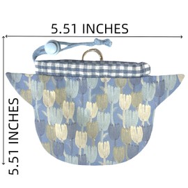 Portable Mini Drawstring Pouch & Wallet with 3D Cat Ears & Flower Pattern - Fits Earphones/Coins/Cards, Lanyard Included, red, Lily Pattern