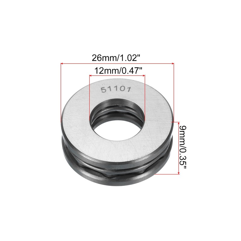 sourcing map 4 Set 51101 Thrust Ball Bearings 12mm x