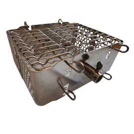 BBQNovation Stainless Steel Rotisserie Basket - Flat Rotisserie Grill Basket for Gas Grill, Charcoal Grill & Kettle Grill - Adjustable, Dishwasher Safe, 21 x 19 x 7 cm - Perfect for Chicken