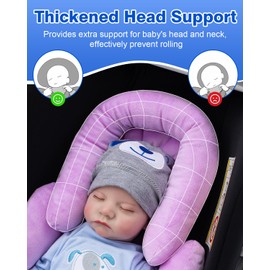 Infant Car Seat Insert with Shoulder Pads & Crocth Covers, Ultra Thick Carseat Head Support for Infant, Reversible Car Seat Insert for Newborn, Baby Car Seat Cushion for Stroller, Swing, Bouncer