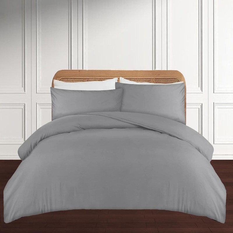 Apex Furnishings Single Duvet Cover Set Soft Microfibre Silver Bedding