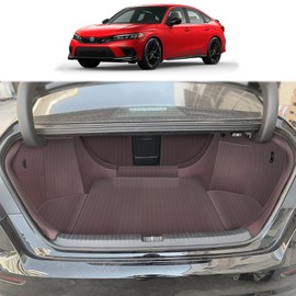 Cargo Mat & Backrest Mat Compatible with Honda Civic Sedan 2022-2025 - Custom Fit PU Leather Cargo Liner and Rear Backrest Protector- All Weather Trunk Mats fit Only for Civic Sedan