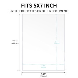2 Pcs Birth Certificate Holder Canada 5x7 Inches,Clear Plastic Certificate Holder Protective Cover for Birth Certificates,Newborn Baby Documents Protector