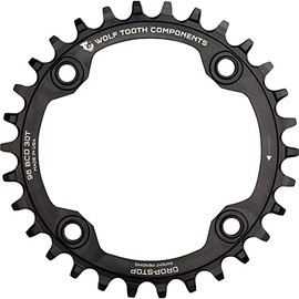 Wolf Tooth Drop-Stop Chainrings for 96mm BCD Shimano Symmetric Bolt Pattern Cranksets (Black, 30t)