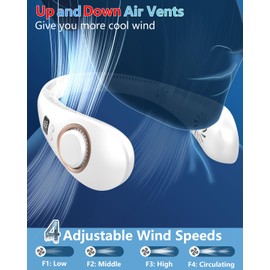 Neck Fan Rechargeable-Neck Fans that Blow Cold Air,Folding 4000mAh Portable Personal Usb Rechargeable Battery Operated Fan,Cooling Bladeless Travel Portable Neck Fan,Neck Cooler Women Men Kids White