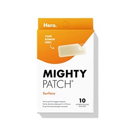 Mighty Patch Surface from Hero Cosmetics - Parche hidrocoloide para cuerpo, mejillas, frente y barbilla, apto para veganos y no probado en animales (10 unidades)