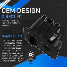 YzusGomumu Headlight Switch Compatible with 2002-2004 Ford F-250 F-350 F-450 F-550 Super Duty Truck Rectangular Shape w/Auto Headlights & Fog Lights Replaces 2C3Z11654DAB 2C3Z11654DAA, Black