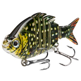 Bassdash SwimPanfish 2.5”/0.34oz Hard Bluegill Swimbaits Multi Jointed Topwater Trout Bass Fishing Crank Lure for Freshwater and Saltwater