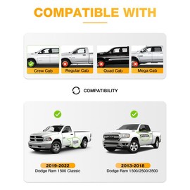 3W Floor Mats Fit for 2013-2018 Dodge Ram 1500/2500/3500 Crew Cab, 2019-2022 Dodge Ram 1500 Classic Crew Cab All Weather TPE Custome Fit Accessroies Floor Liner for Ram Full Set Car Mats