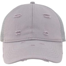 2 Pack Trendy Distressed Soft Trucker Hat for Women Men – Vintage Look, Soft Mesh Back, Snapback Adjustable Grey/Khaki